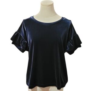 Madewell Velvet Soft Ruffled Puff Sleeve Scoop Neck Blouse Size Medium